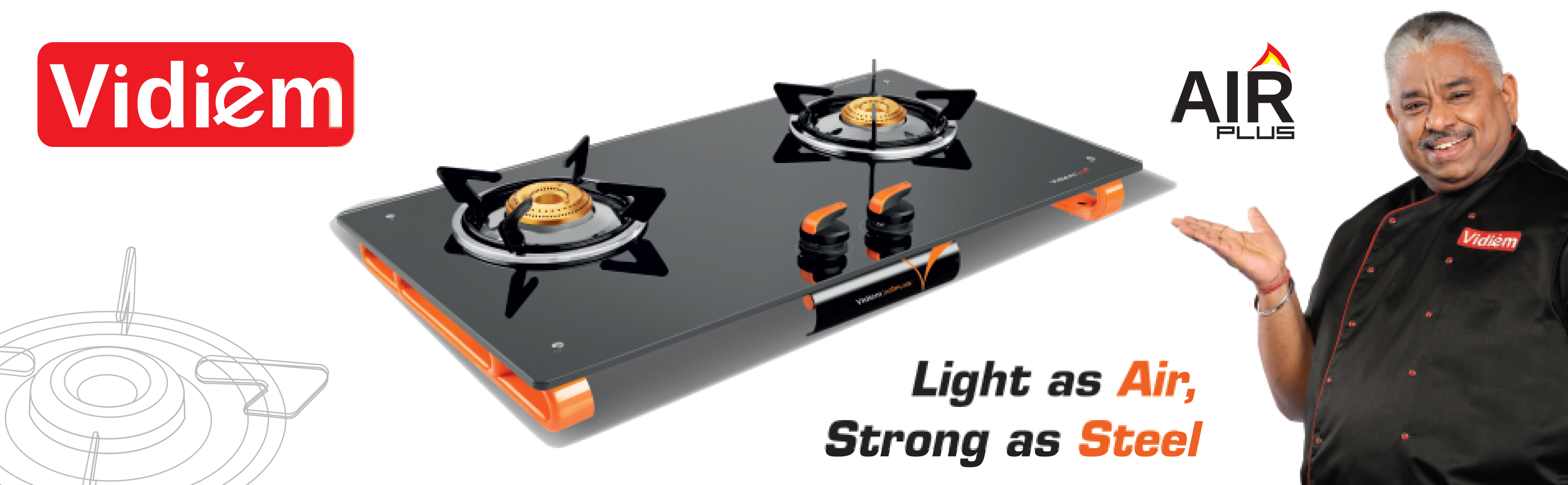 vidiem glass top gas stove 2 burner